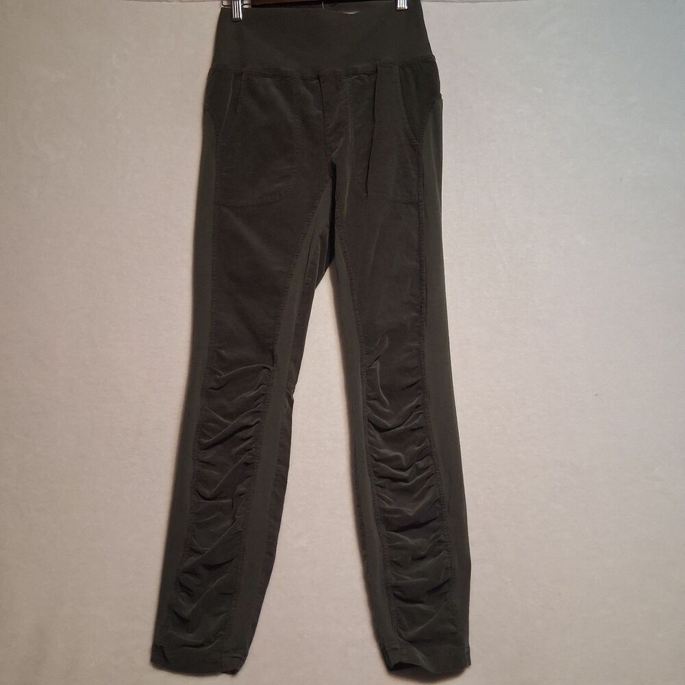 XCVI Wearables S Pants Olso Corduroy Panels Skinny Ruched Olive Green Gremlin